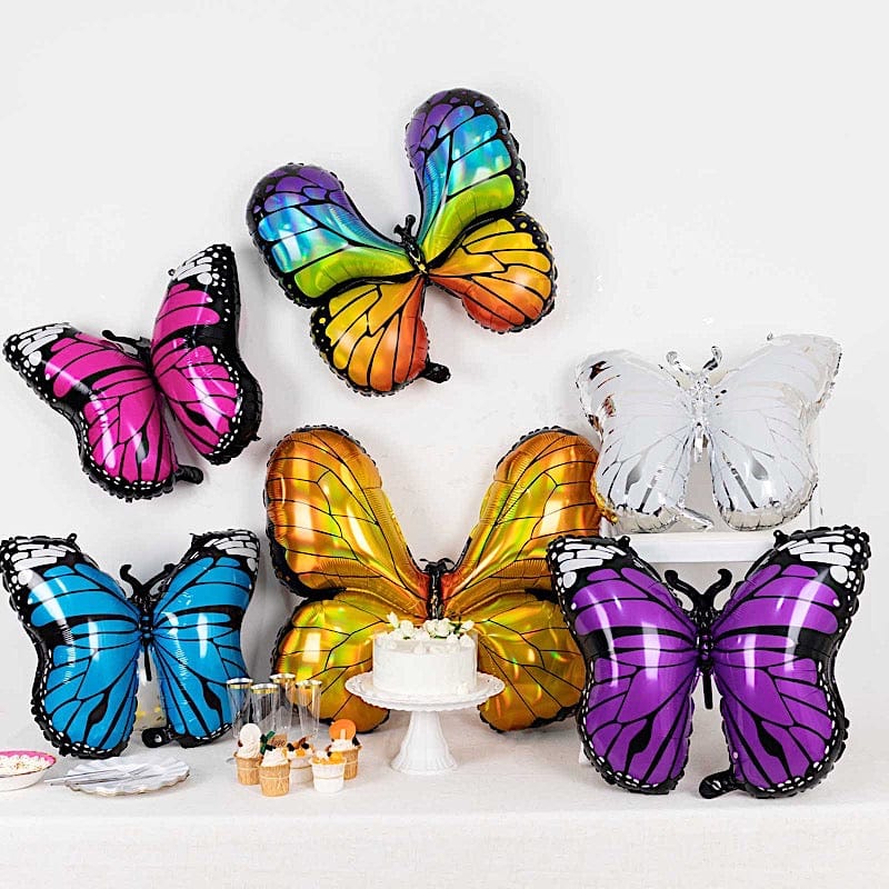 6 Assorted Butterfly Mylar Foil Balloons