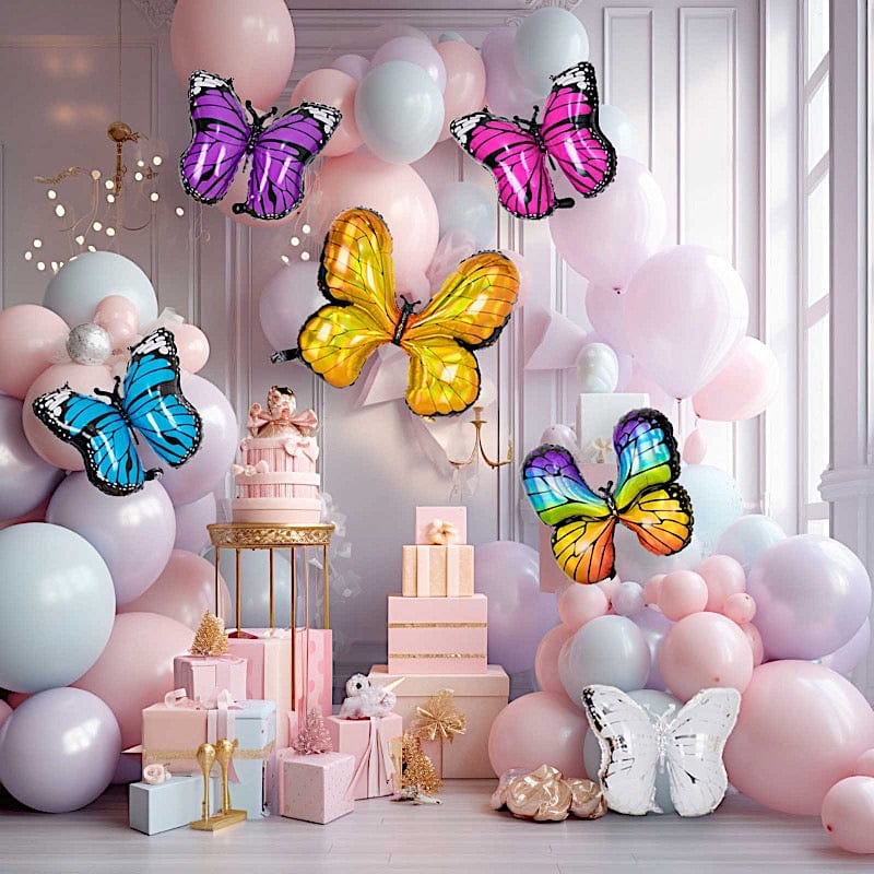 6 Assorted Butterfly Mylar Foil Balloons