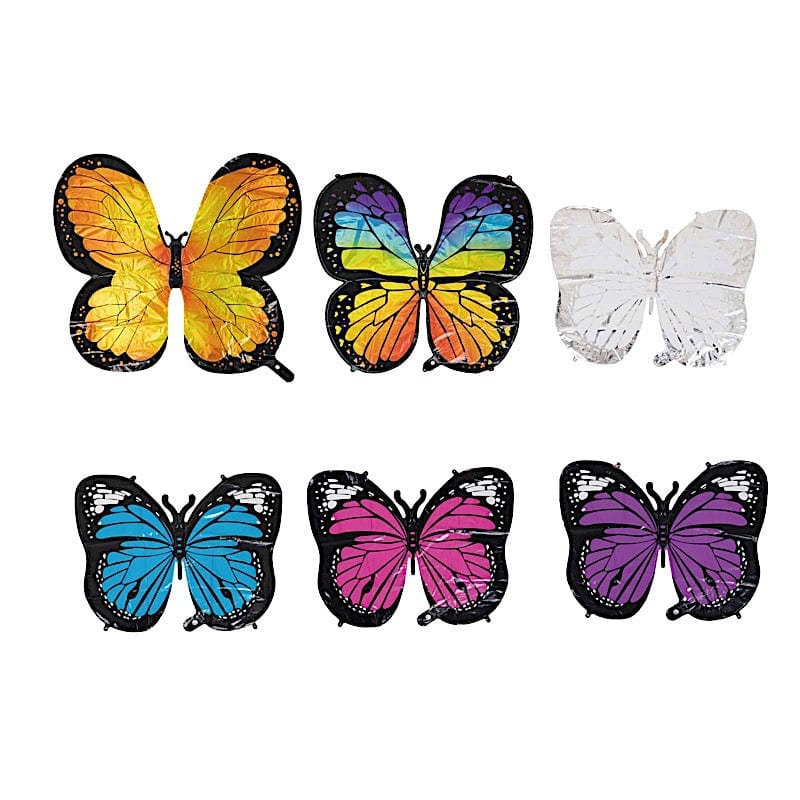 6 Assorted Butterfly Mylar Foil Balloons