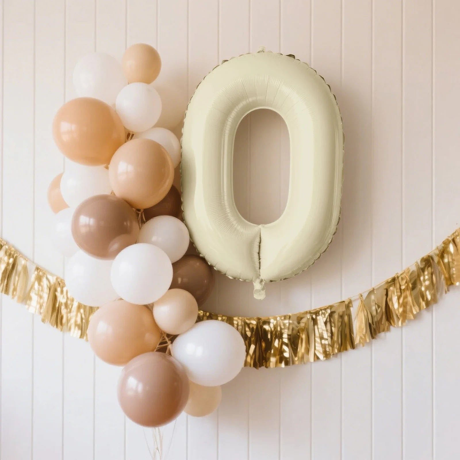 Matte Cream 35 in tall Mylar Foil Number Balloons