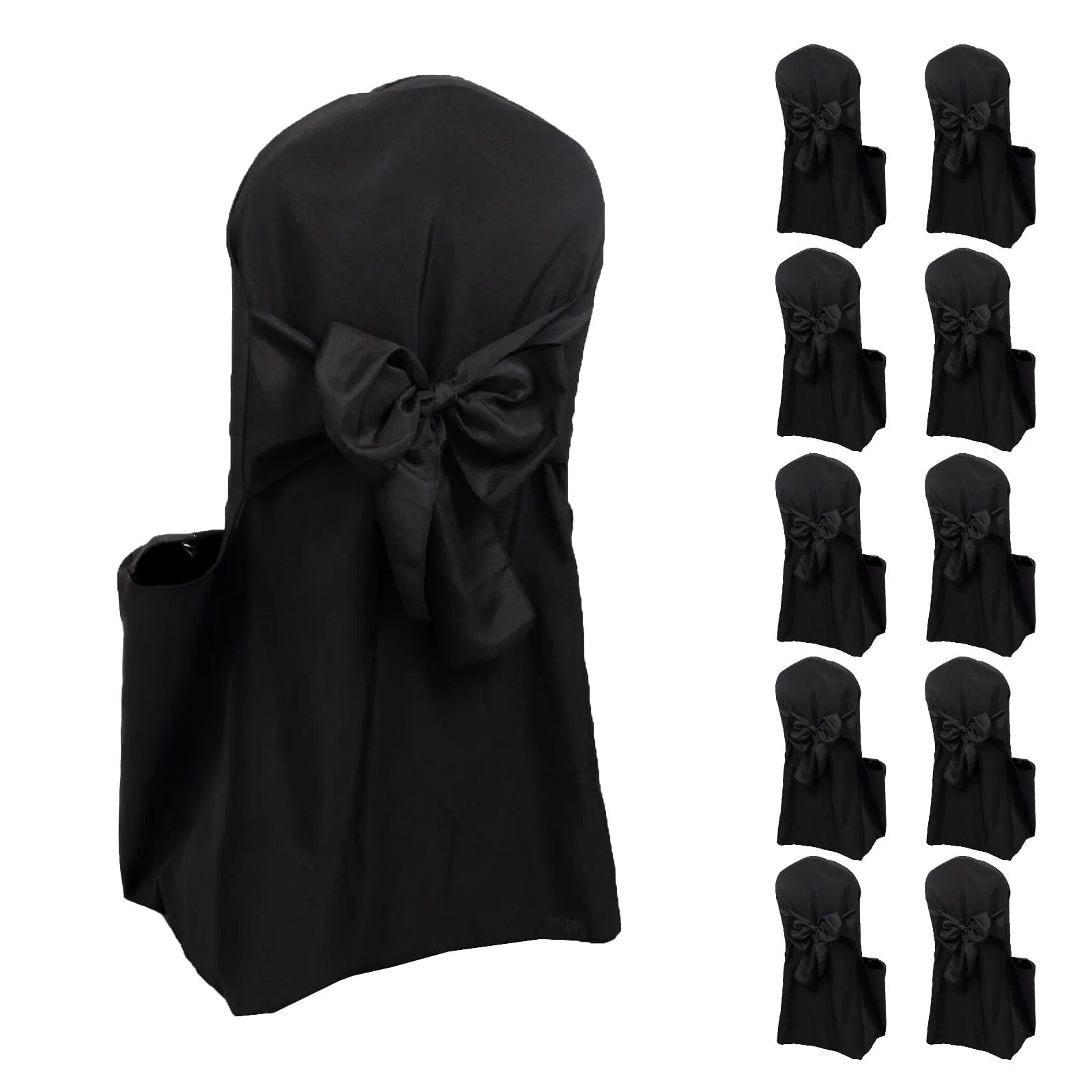 10 Polyester Banquet Wedding Chair Covers with Attached Sashes