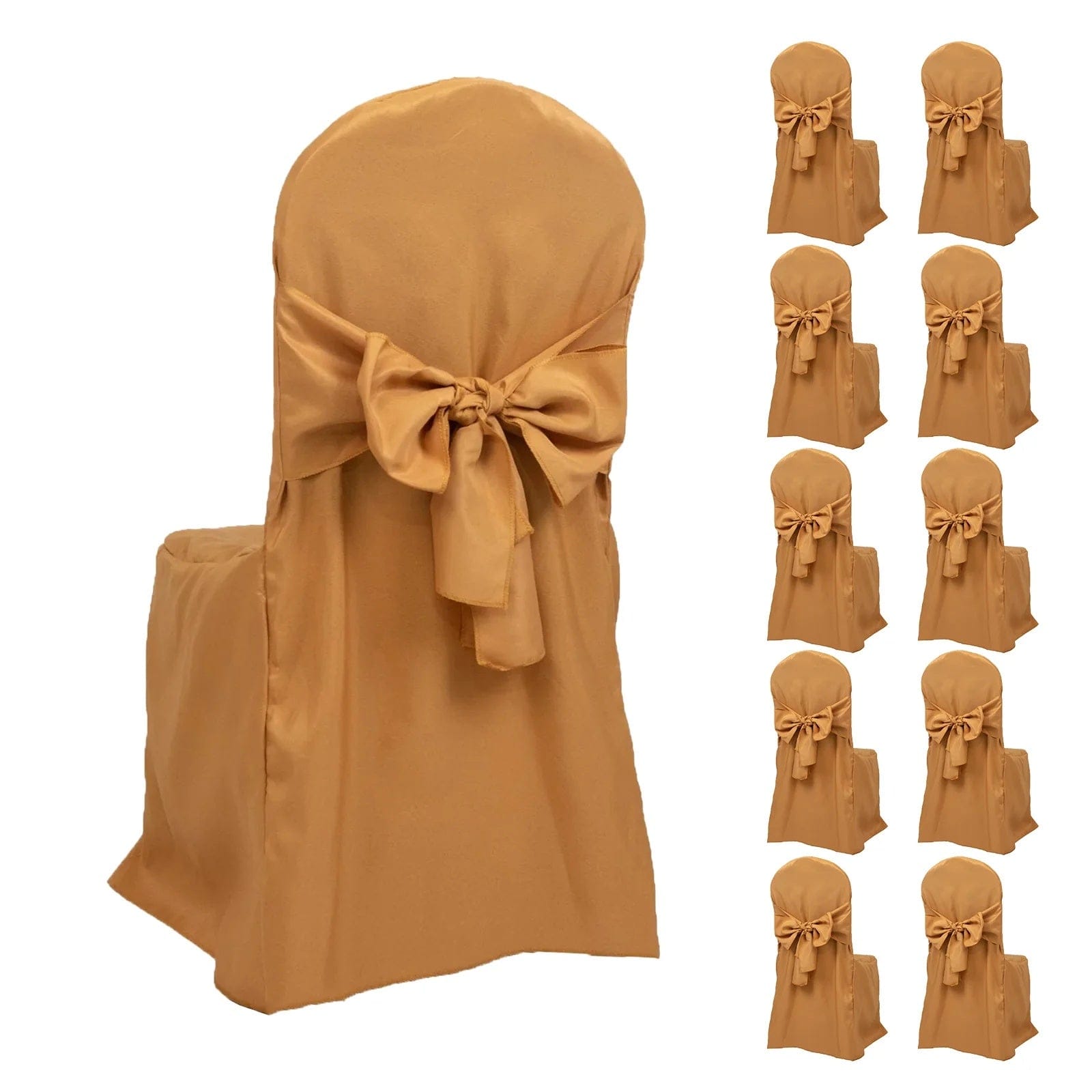 10 Polyester Banquet Wedding Chair Covers with Attached Sashes