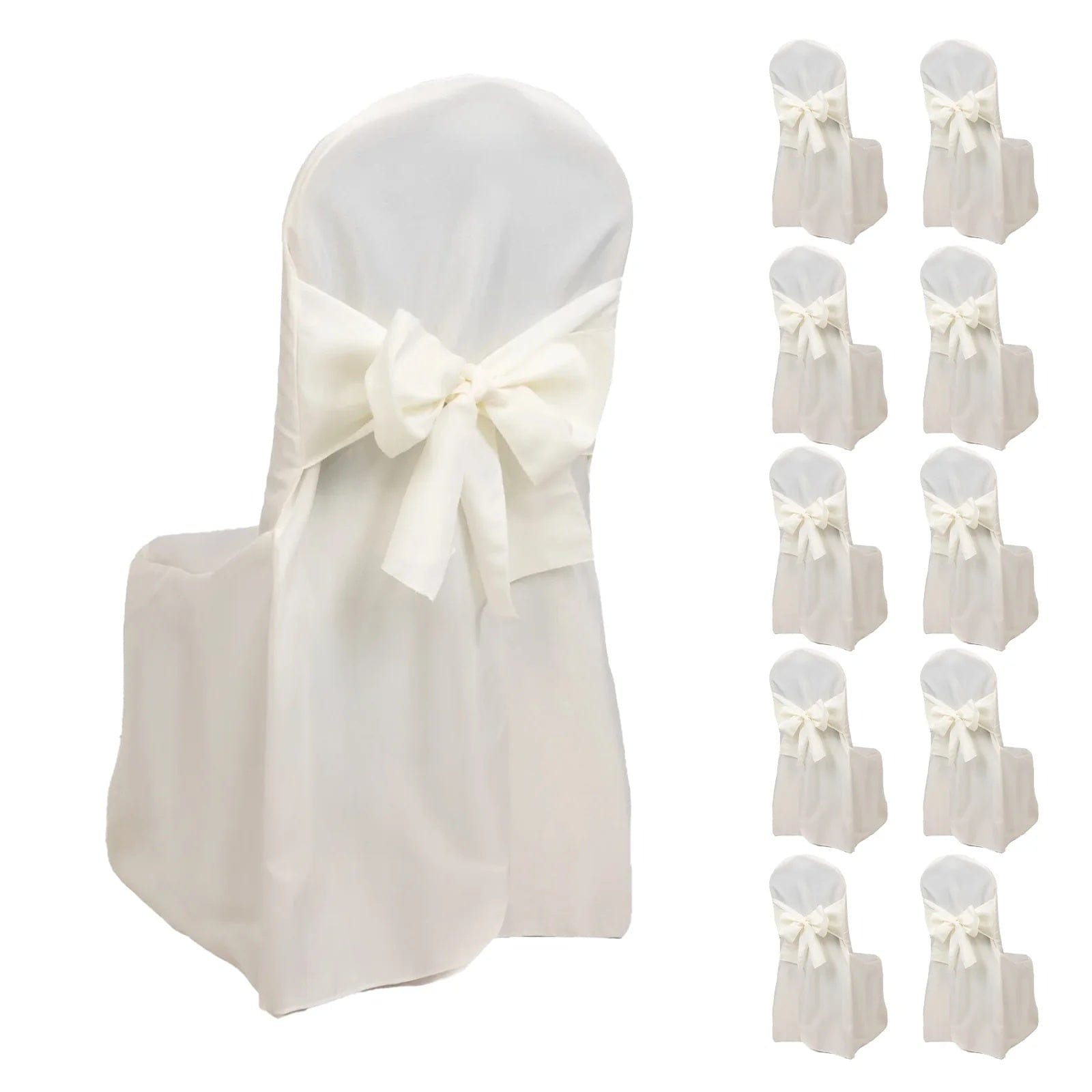 10 Polyester Banquet Wedding Chair Covers with Attached Sashes