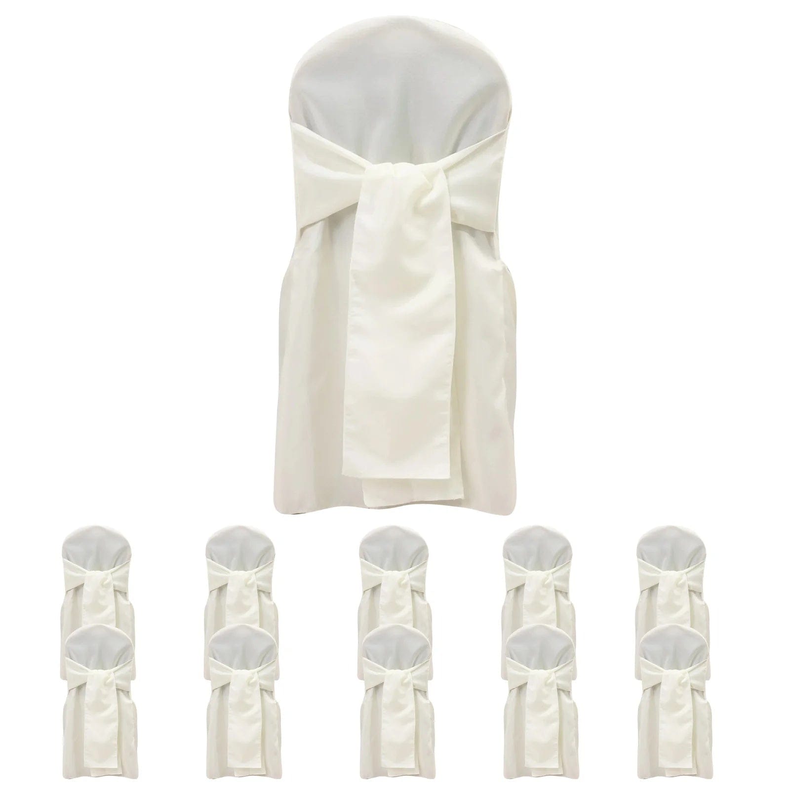 10 Polyester Banquet Wedding Chair Covers with Attached Sashes