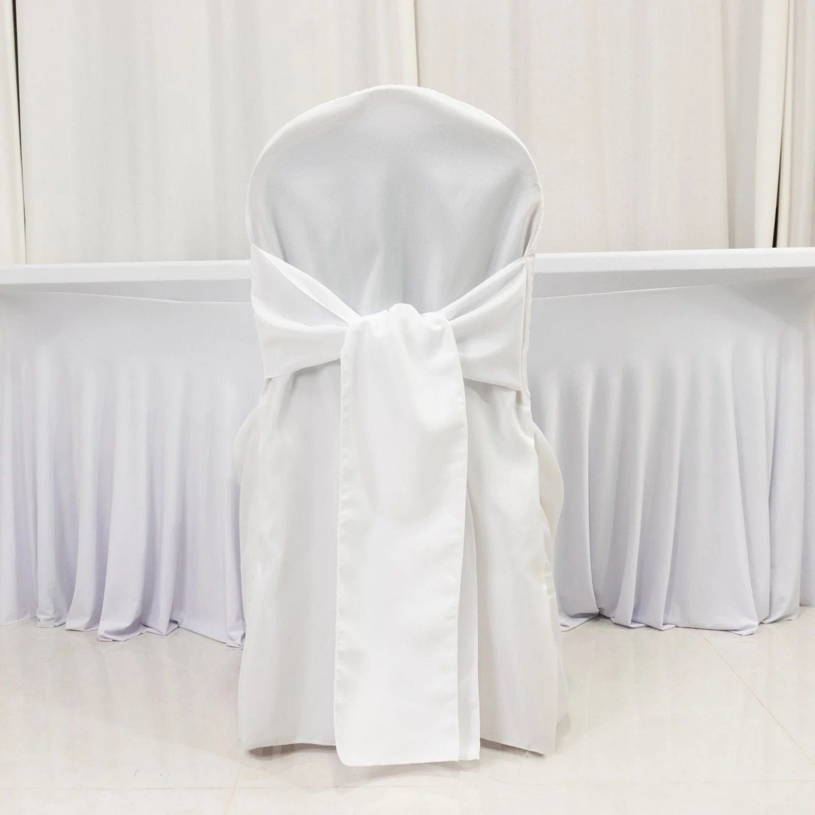 10 Polyester Banquet Wedding Chair Covers with Attached Sashes