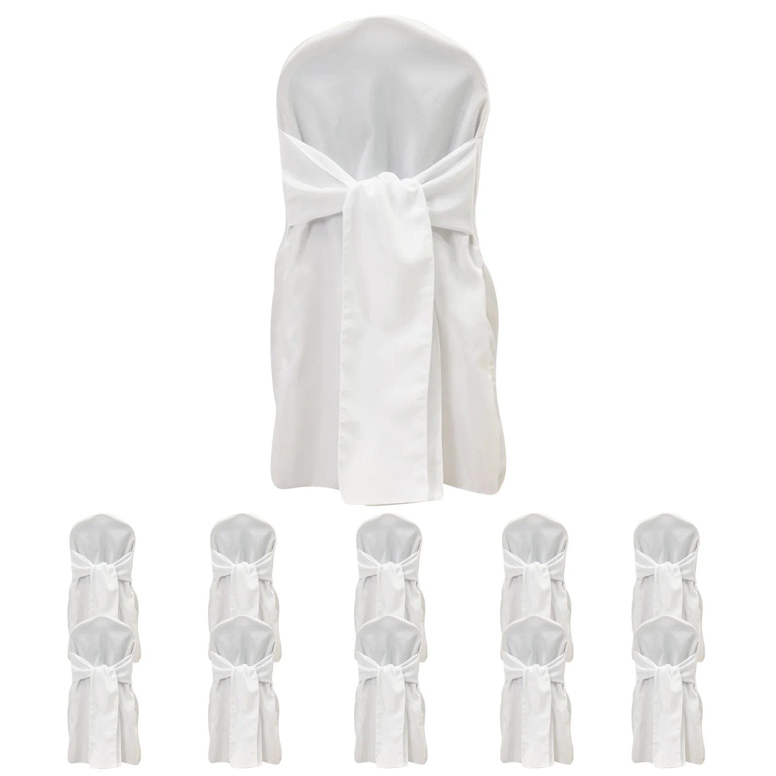 10 Polyester Banquet Wedding Chair Covers with Attached Sashes