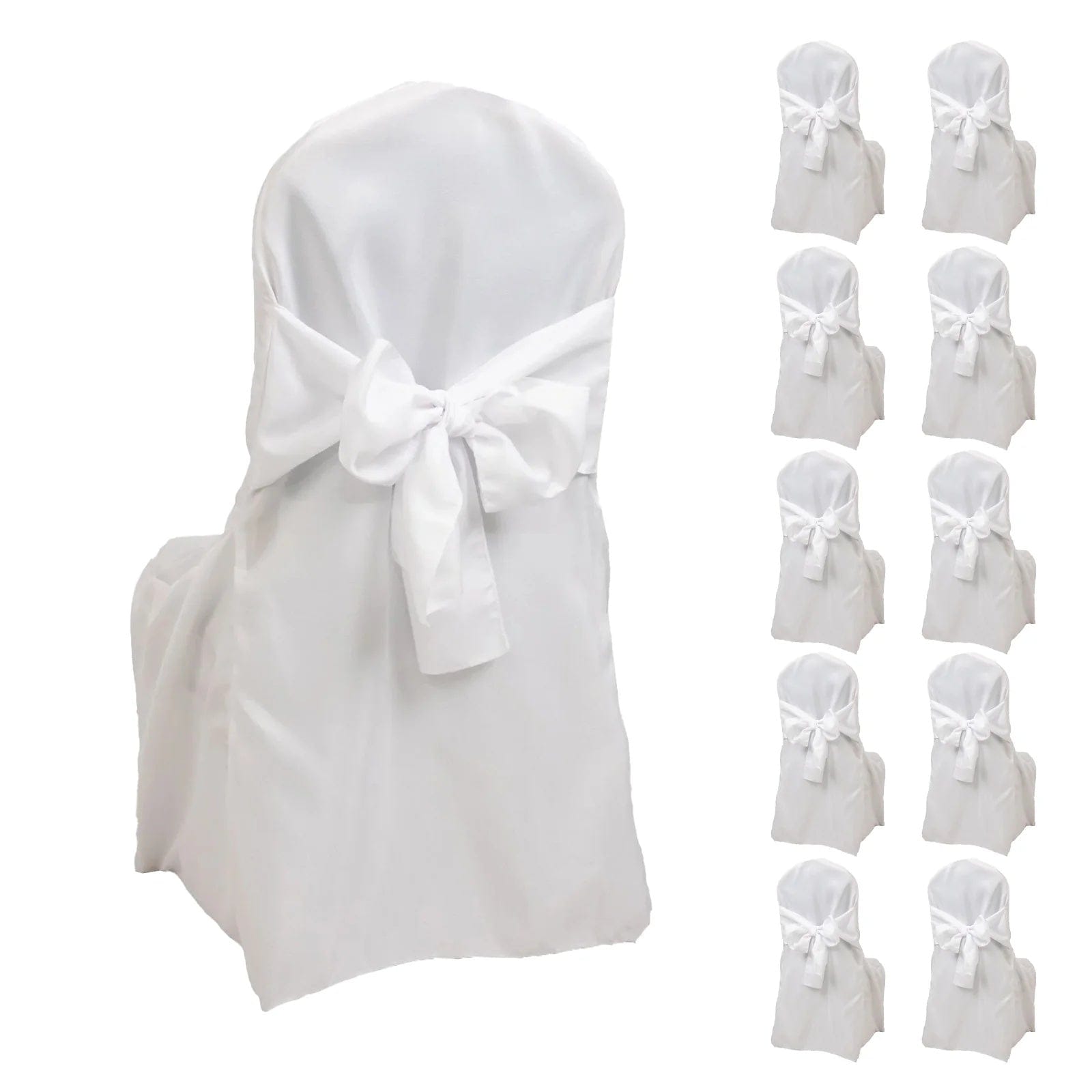 10 Polyester Banquet Wedding Chair Covers with Attached Sashes