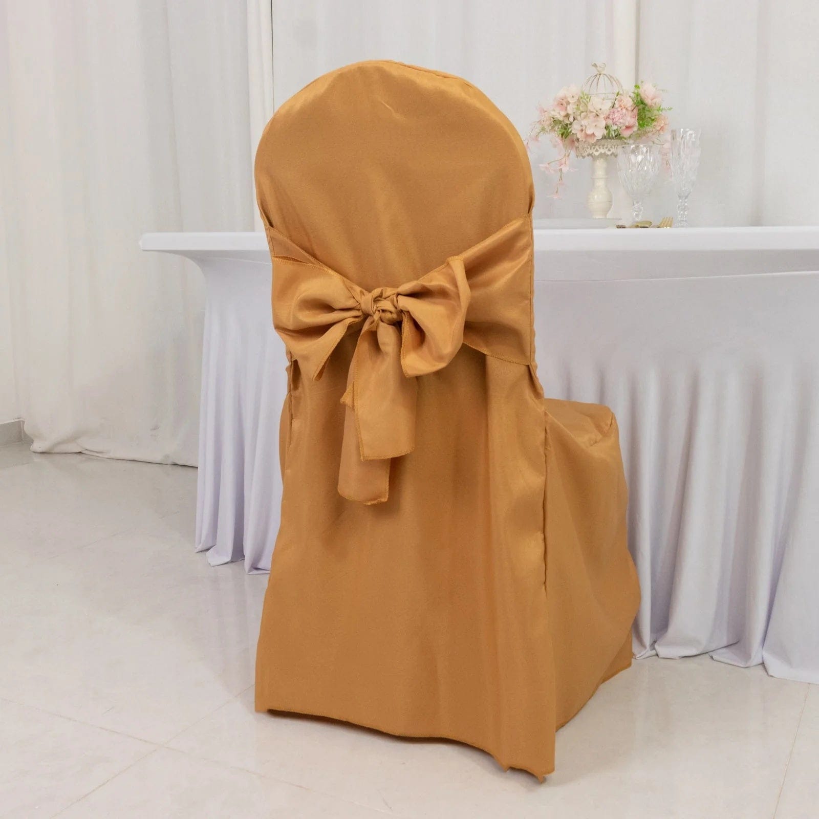 10 Polyester Banquet Wedding Chair Covers with Attached Sashes