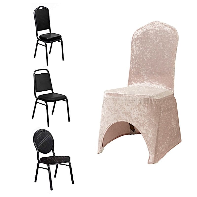 Fitted Spandex Crushed Velvet Stretchable Banquet Chair Cover