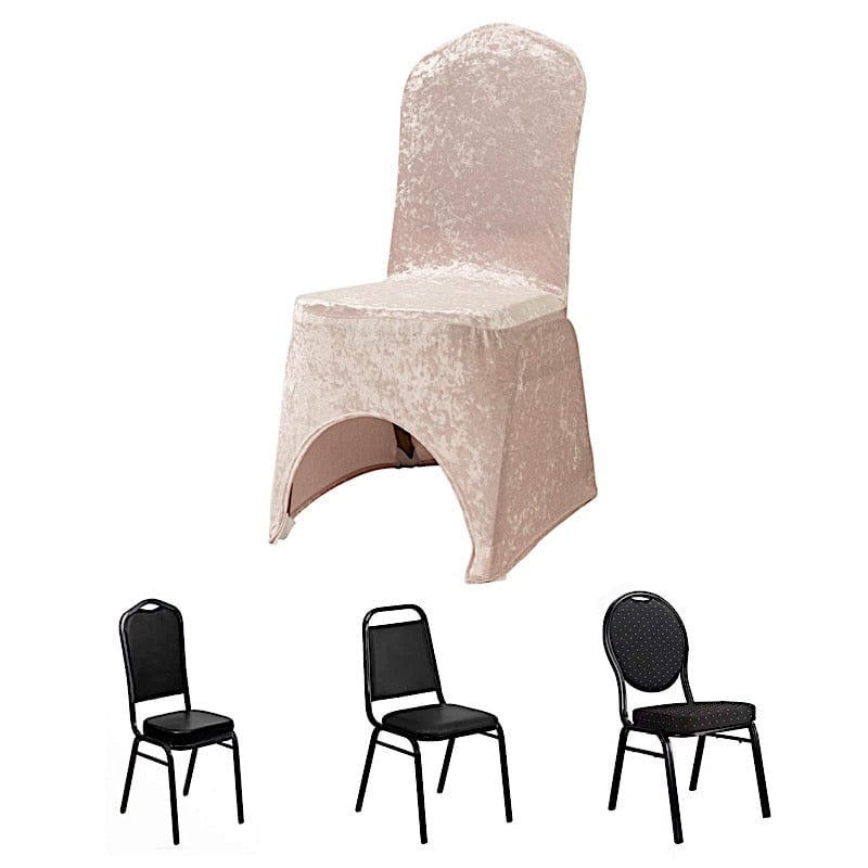 Fitted Spandex Crushed Velvet Stretchable Banquet Chair Cover
