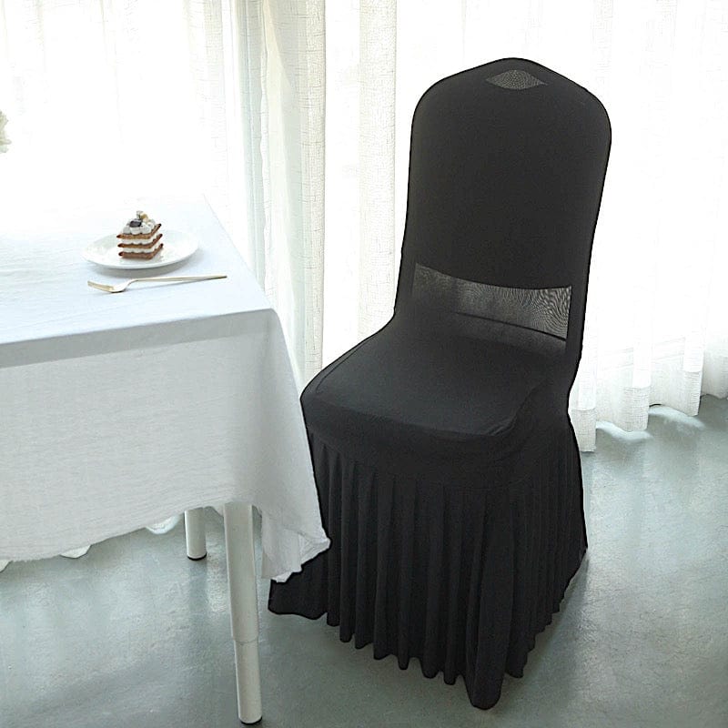 Fitted Spandex Stretchable Banquet Chair Cover with Ruffle Pleated Skirt