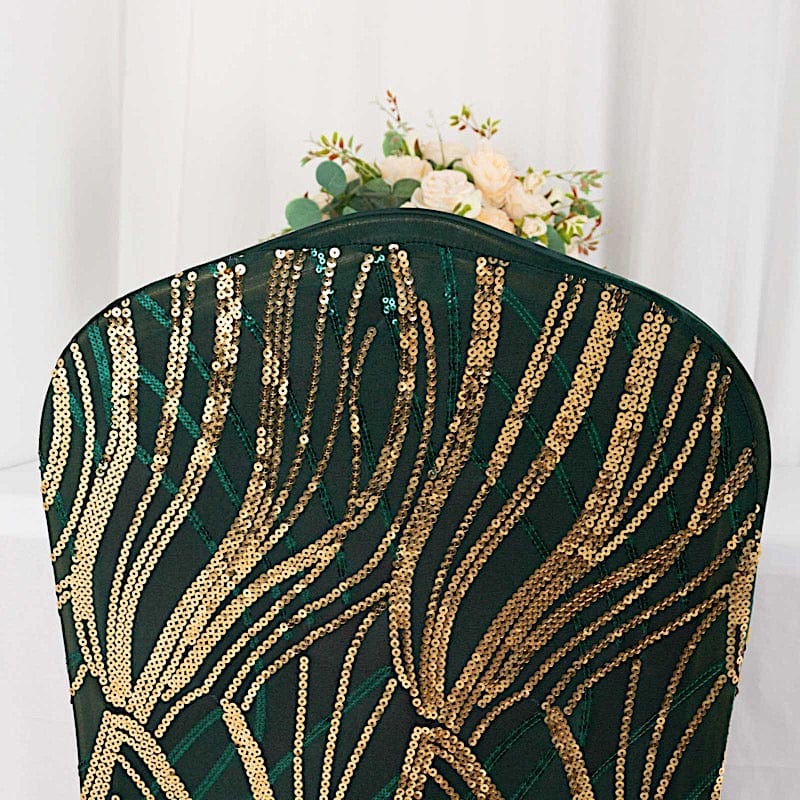 Spandex Stretchable Banquet Chair Cover with Wavy Embroidered Sequin