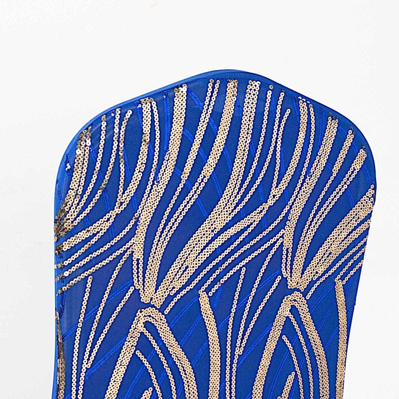 Spandex Stretchable Banquet Chair Cover with Wavy Embroidered Sequin