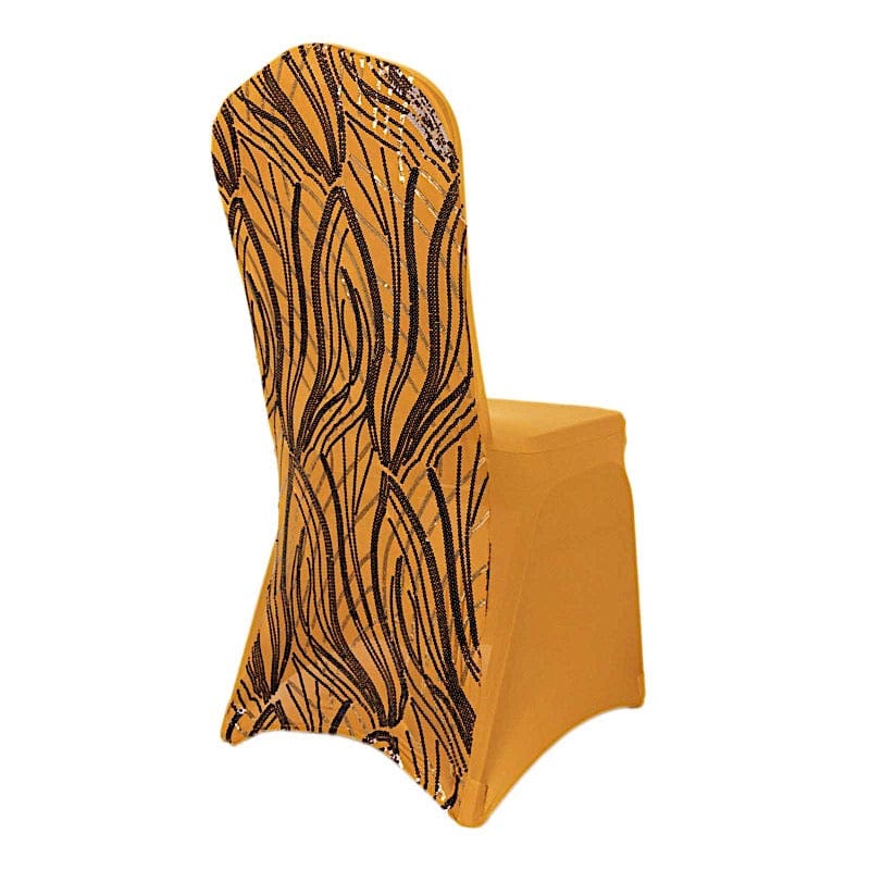 Spandex Stretchable Banquet Chair Cover with Wavy Embroidered Sequin