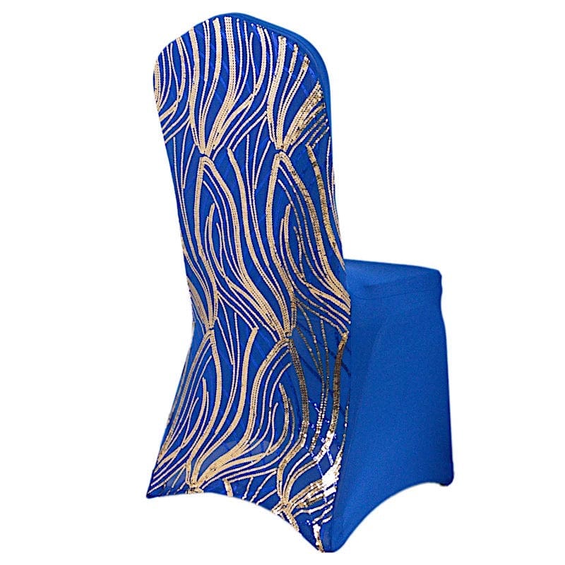 Spandex Stretchable Banquet Chair Cover with Wavy Embroidered Sequin