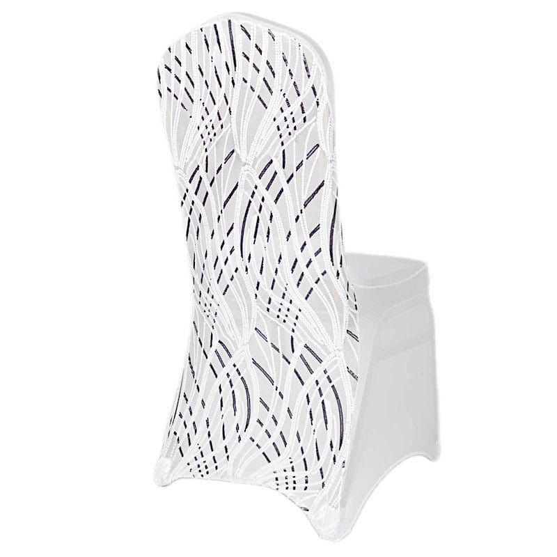 Spandex Stretchable Banquet Chair Cover with Wavy Embroidered Sequin