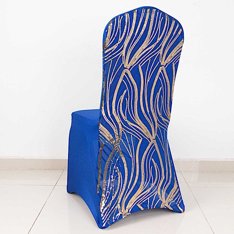 Spandex Stretchable Banquet Chair Cover with Wavy Embroidered Sequin