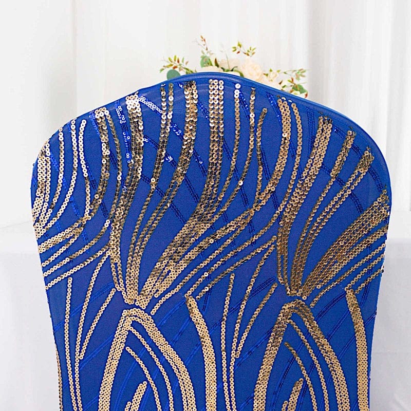 Spandex Stretchable Banquet Chair Cover with Wavy Embroidered Sequin