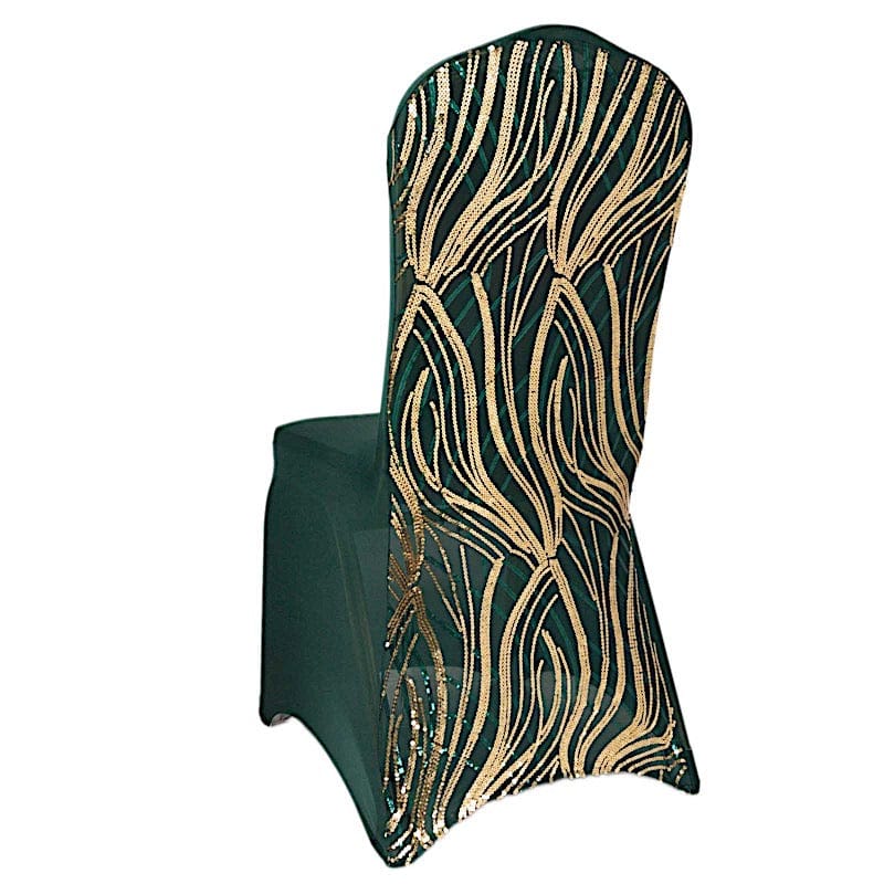 Spandex Stretchable Banquet Chair Cover with Wavy Embroidered Sequin