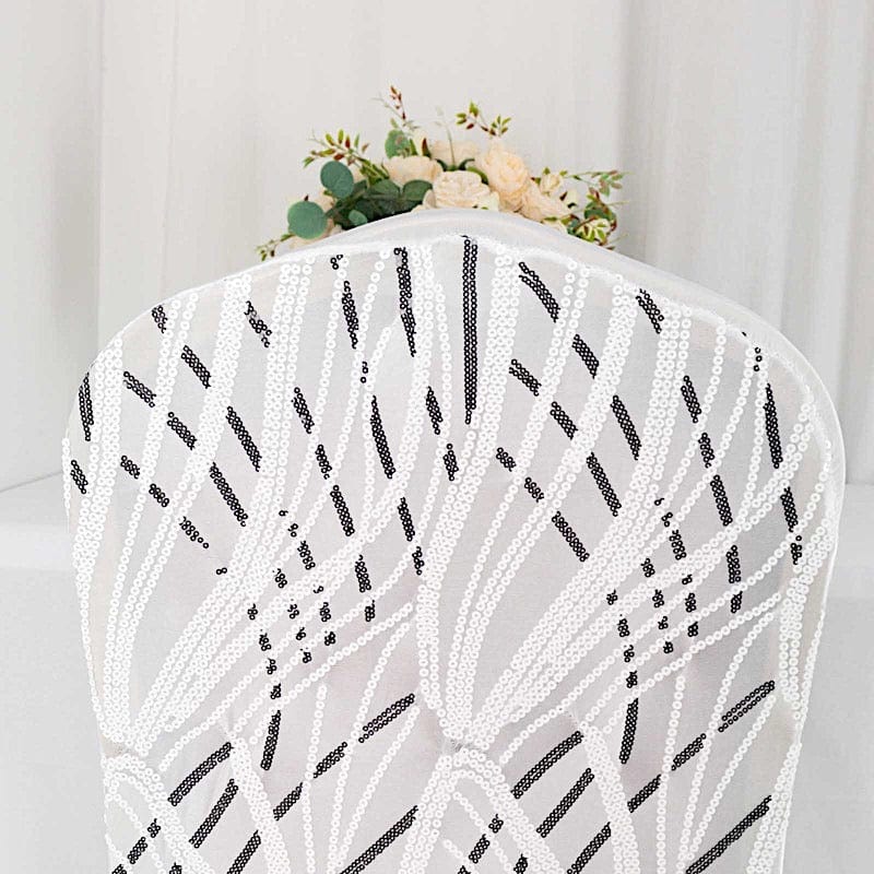 Spandex Stretchable Banquet Chair Cover with Wavy Embroidered Sequin