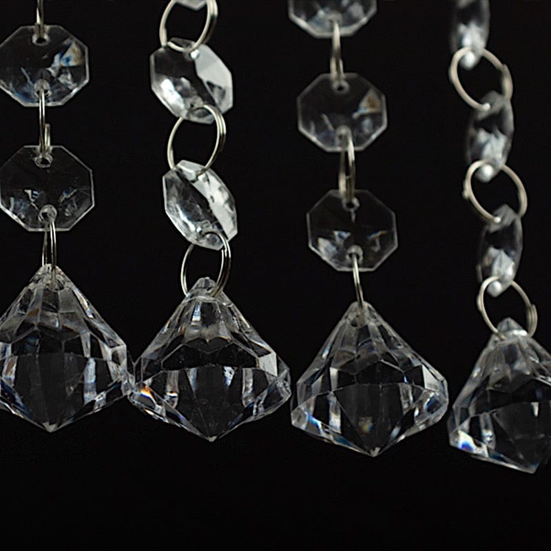 10 Clear 3 feet Acrylic Crystal Beaded Garland with Diamond Prism Pendant
