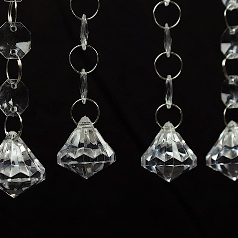 10 Clear Octagon Acrylic Crystal Beaded Garland Strands