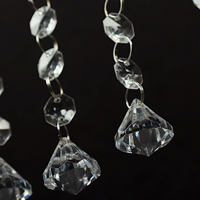 10 Clear Octagon Acrylic Crystal Beaded Garland Strands