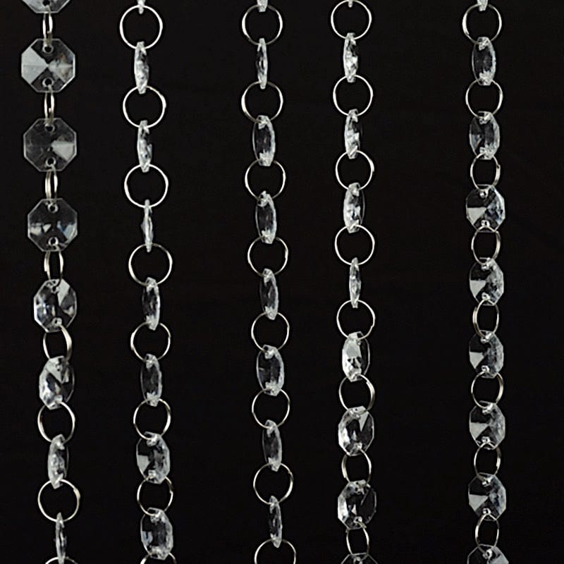 10 Clear Octagon Acrylic Crystal Beaded Garland Strands