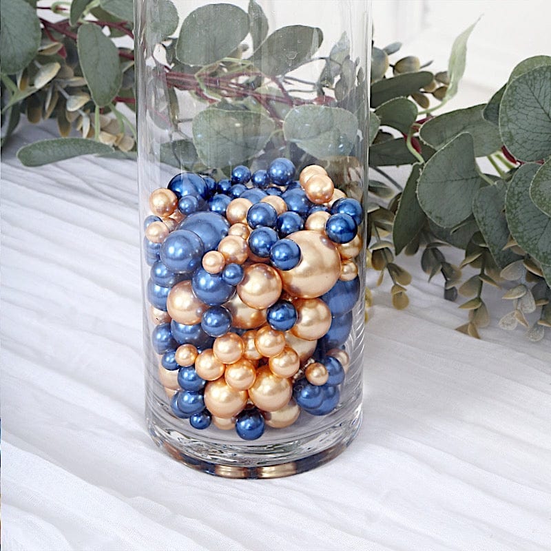 Balsa Circle 200 Assorted Faux Pearl Beads Vase Fillers DIY Crafts Navy Blue and Gold