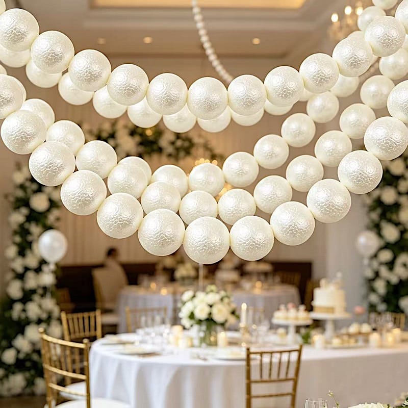 White 5 feet Foam Garland with 20 Pearls