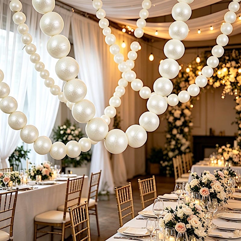 White 5 feet Foam Garland with 20 Pearls