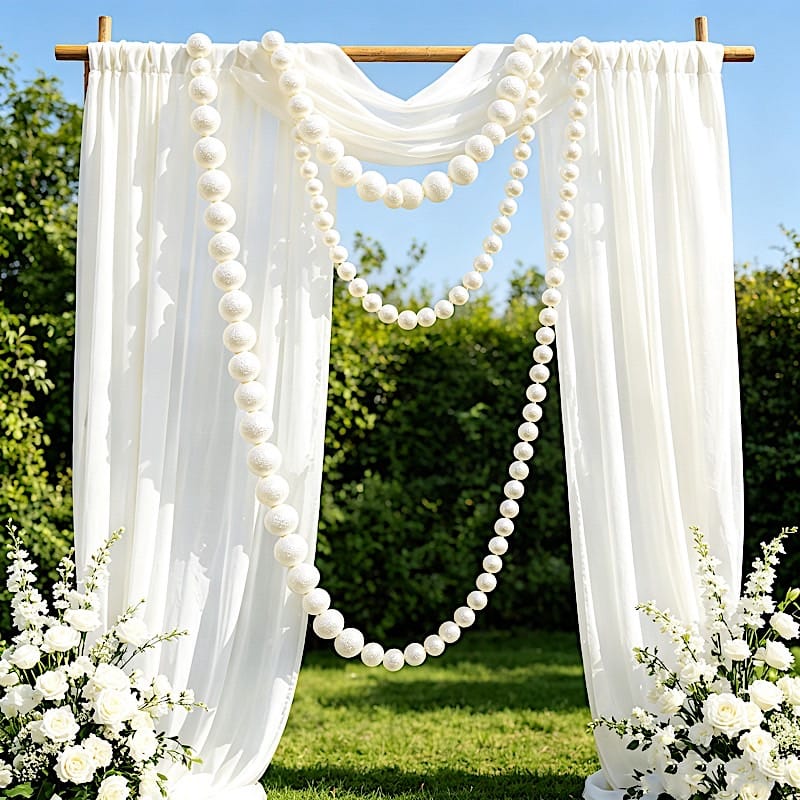 White 7.5 feet Foam Garland with 40 Pearls