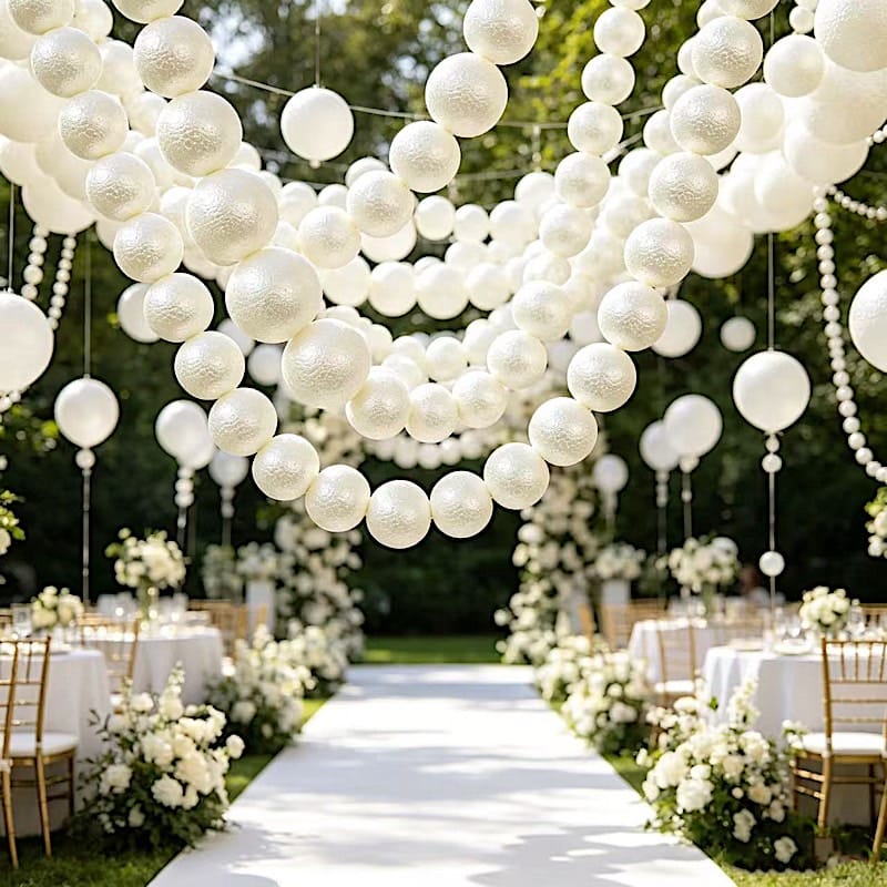 White 7.5 feet Foam Garland with 40 Pearls