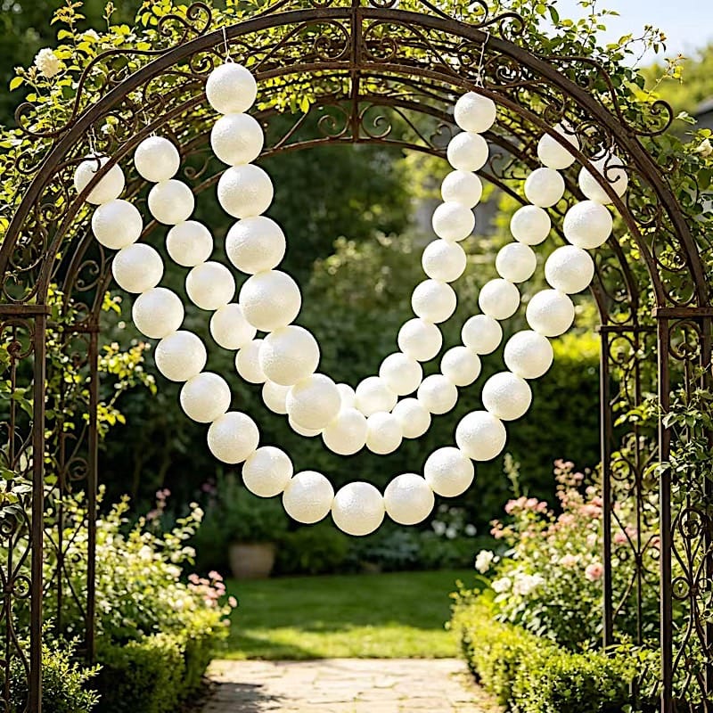 White 7.5 feet Foam Garland with 40 Pearls