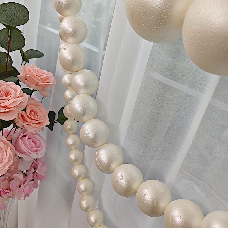 White 7.5 feet Foam Garland with Pearls