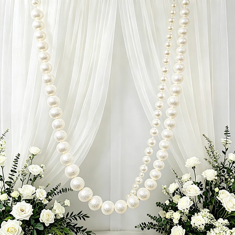 White 7.5 feet Foam Garland with Pearls