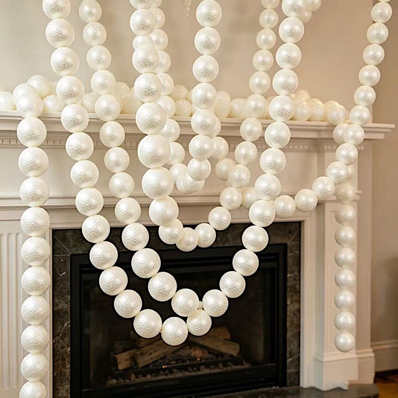White 7.5 feet Foam Garland with Pearls