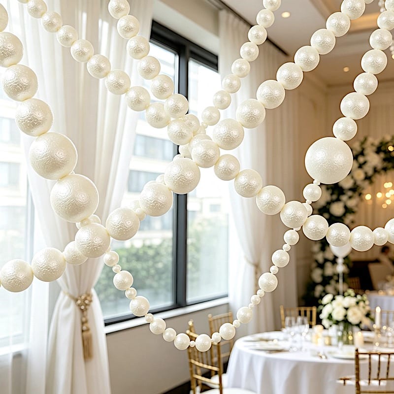 White 7.5 feet Foam Garland with Pearls