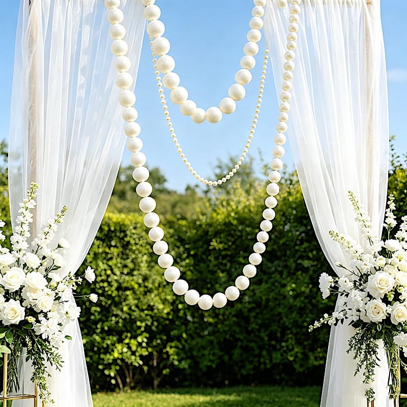 White 7.5 feet Foam Garland with Pearls