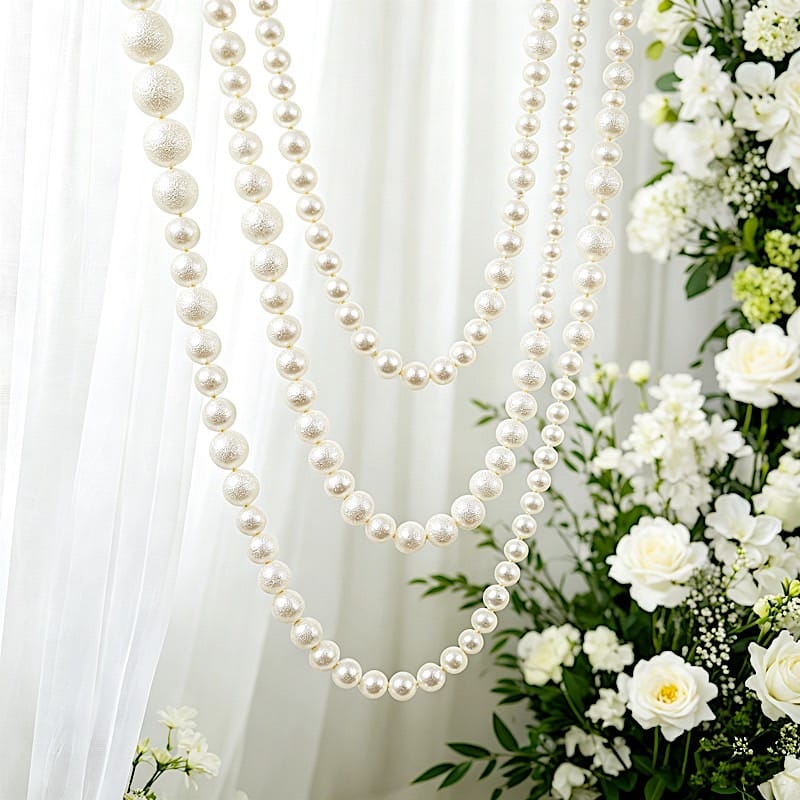 White 7.5 feet Foam Garland with Pearls