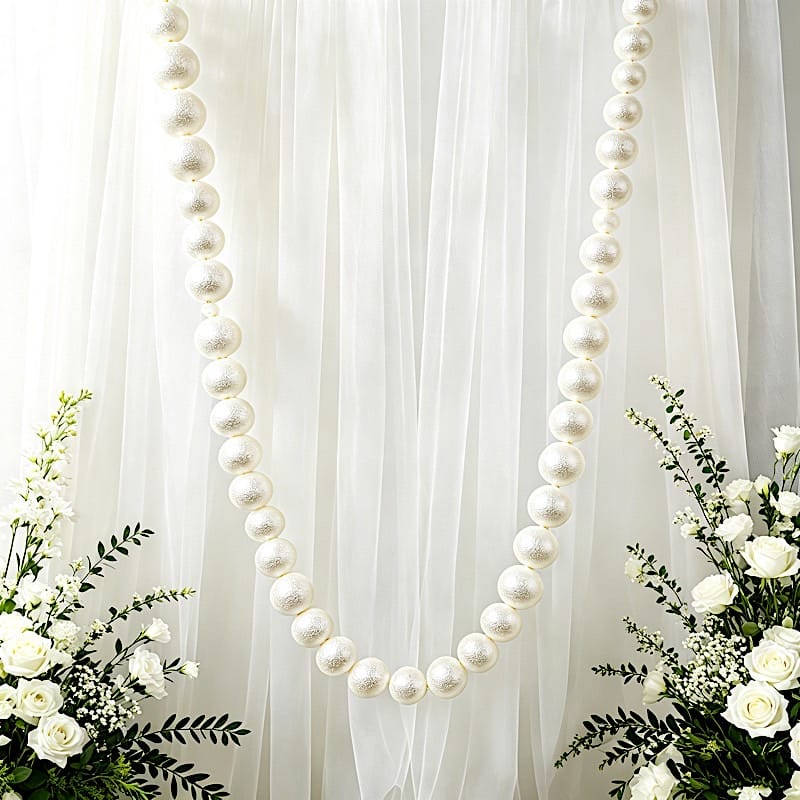 White 7.5 feet Foam Garland with Pearls