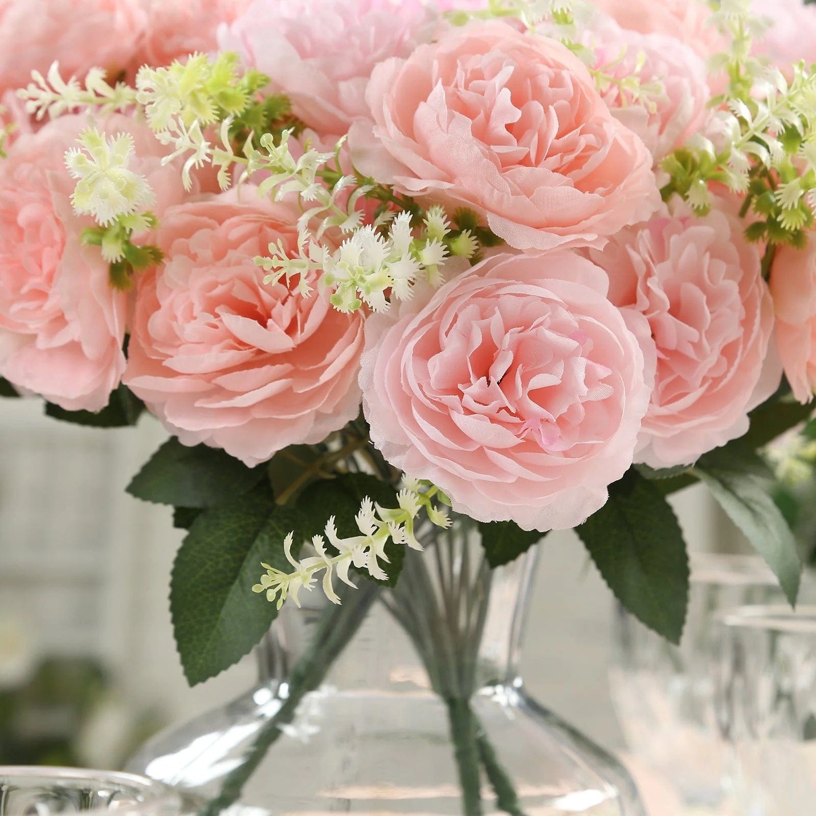 2 Bouquets 14 in Artificial Peony Flowers Silk Floral Bushes