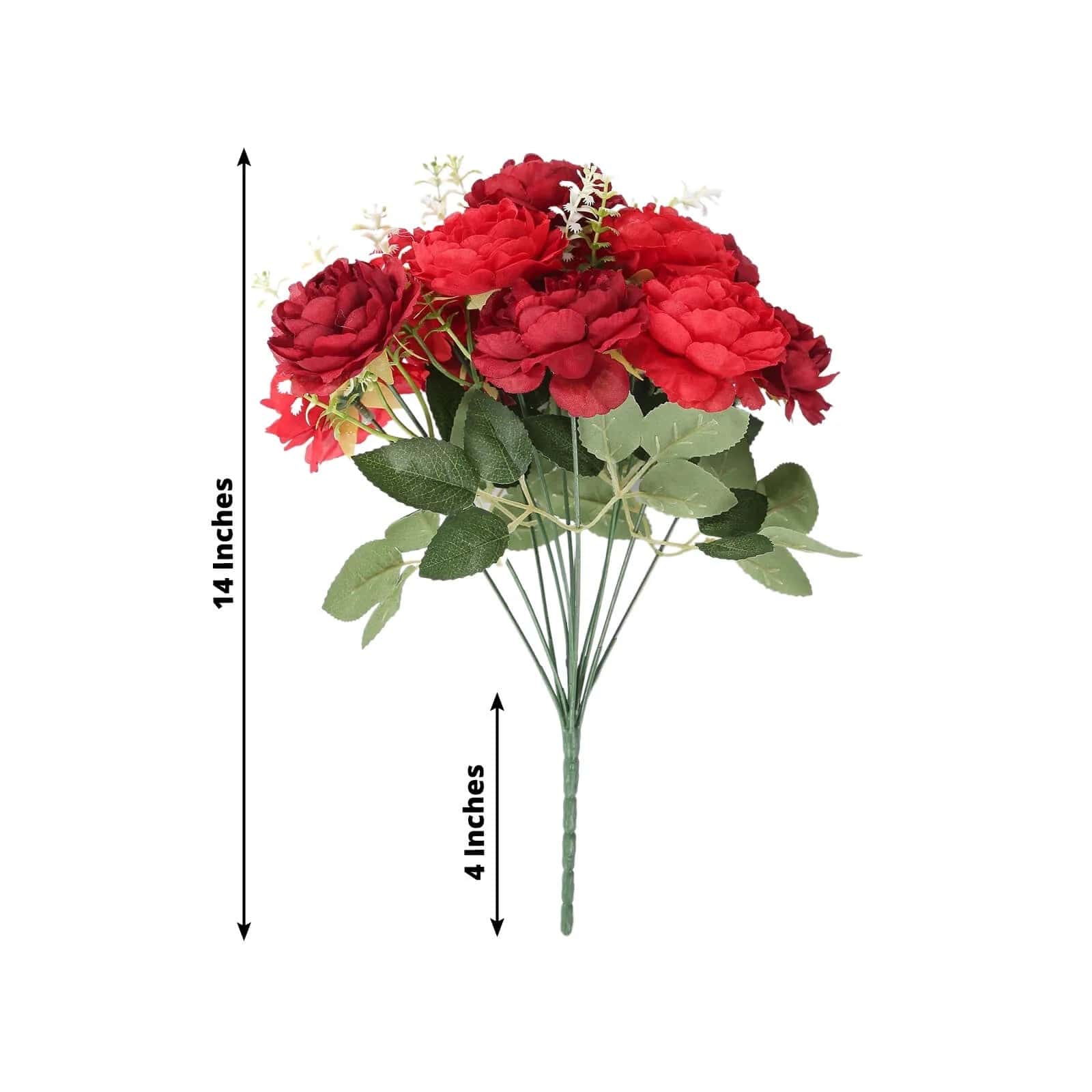 2 Bouquets 14 in Artificial Peony Flowers Silk Floral Bushes