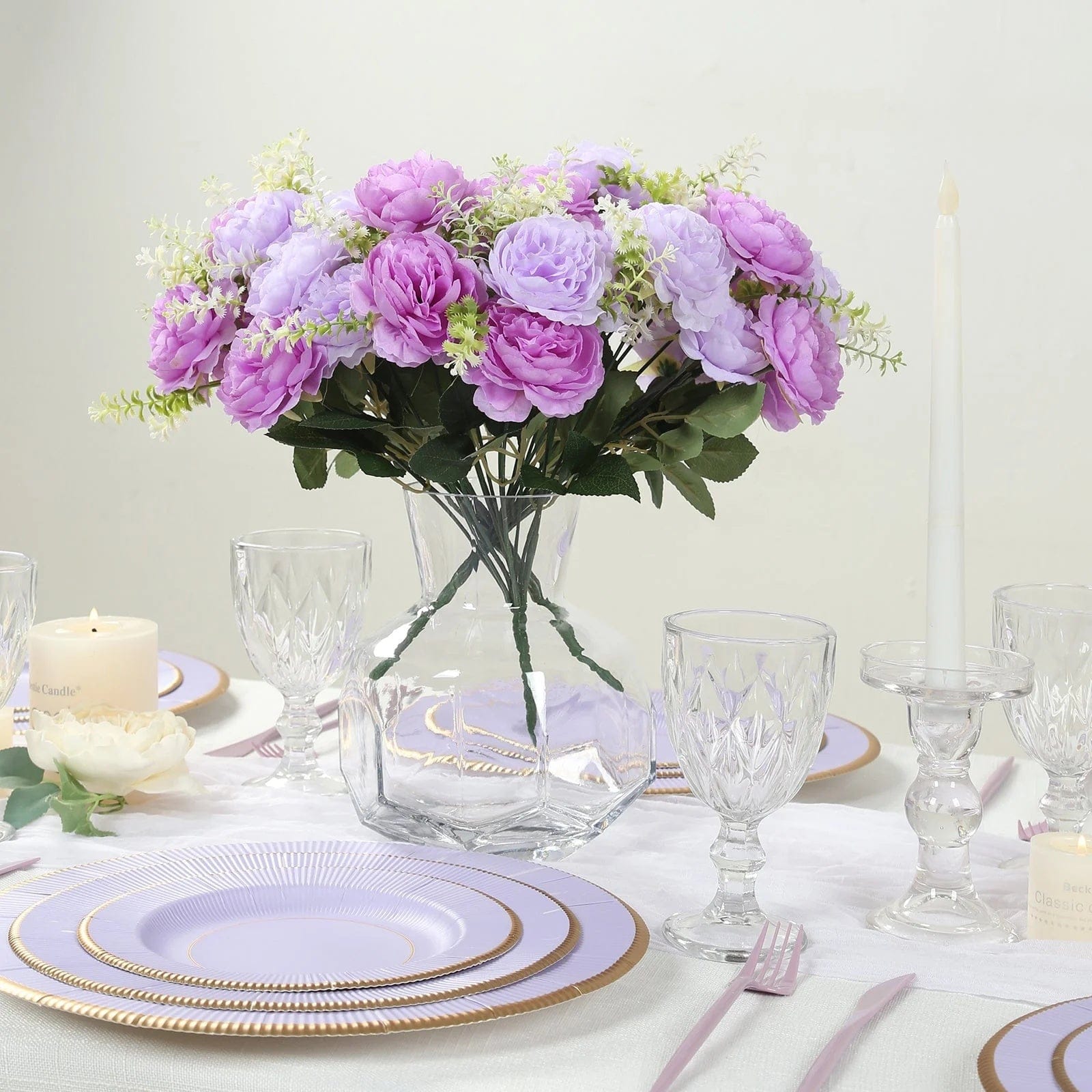 2 Bouquets 14 in Artificial Peony Flowers Silk Floral Bushes