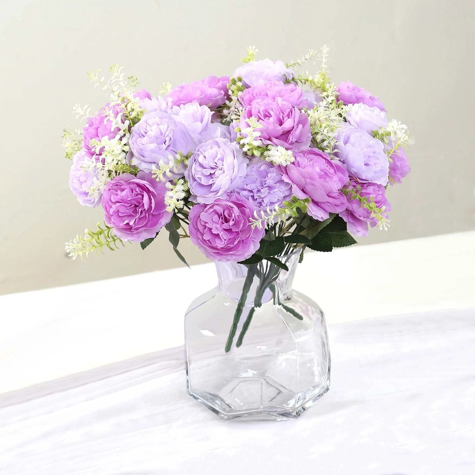 2 Bouquets 14 in Artificial Peony Flowers Silk Floral Bushes