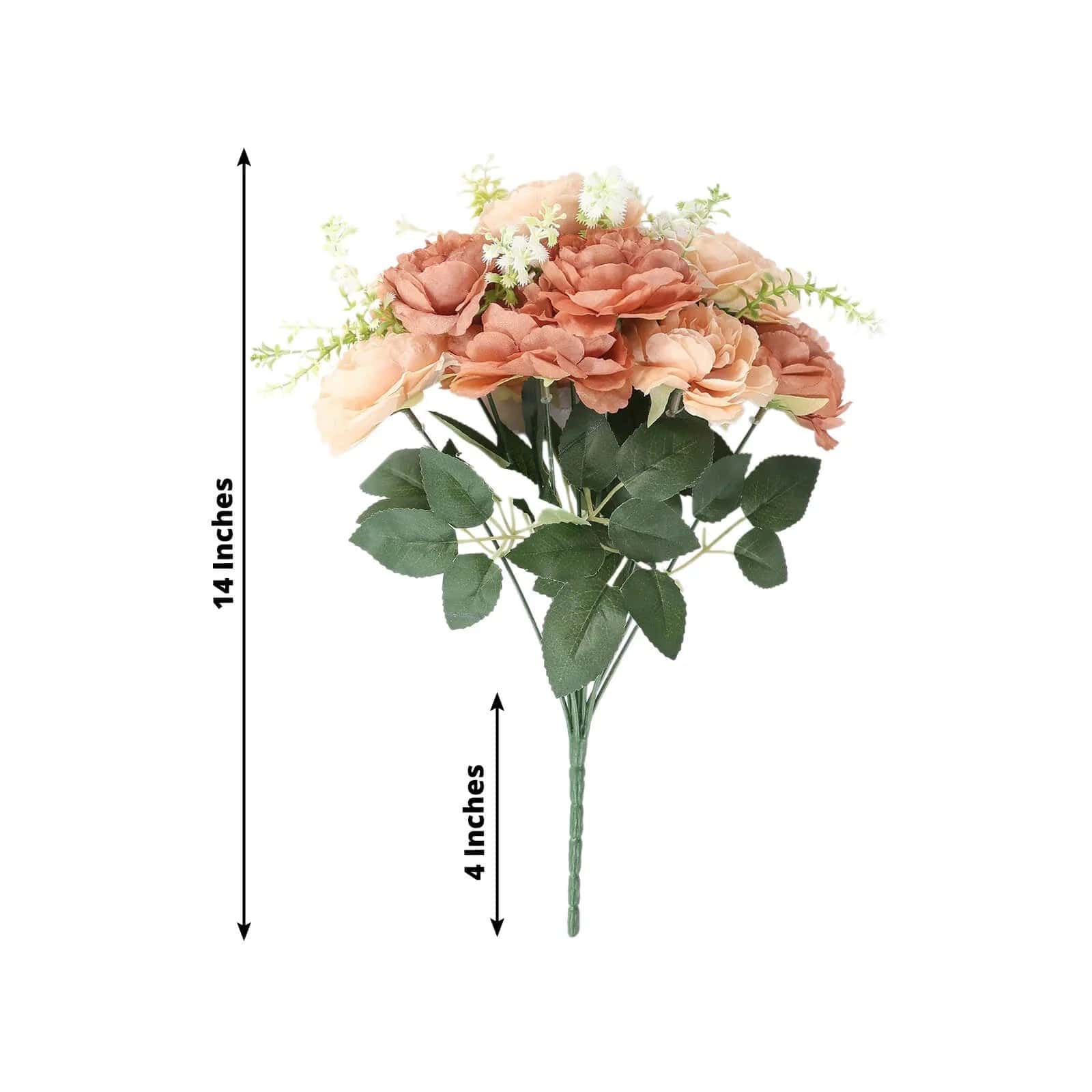 2 Bouquets 14 in Artificial Peony Flowers Silk Floral Bushes