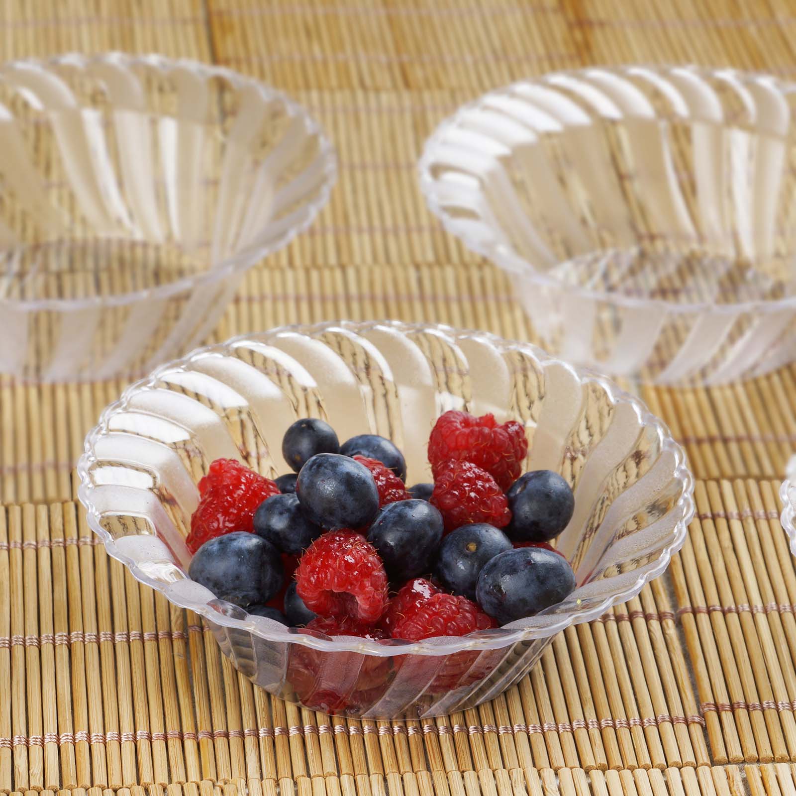 10 Clear Flared Disposable Plastic Dessert Ice Cream Bowls