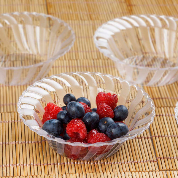 Blue Sky Edge Clear Bowls - 16 oz (10 Count) Disposable Round Plastic Bowls for Parties, Events & Special Occasions