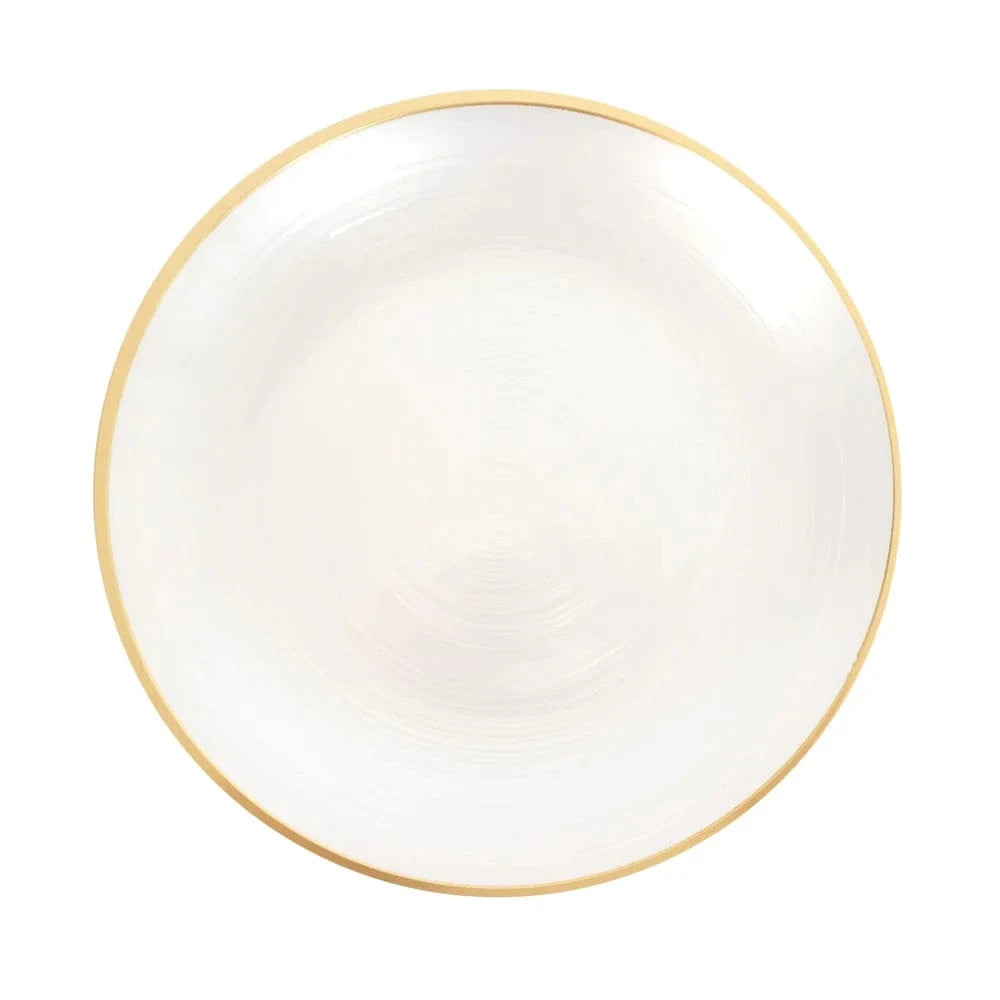 20 Plastic Round Dessert Dinner Plates with Gold Rim