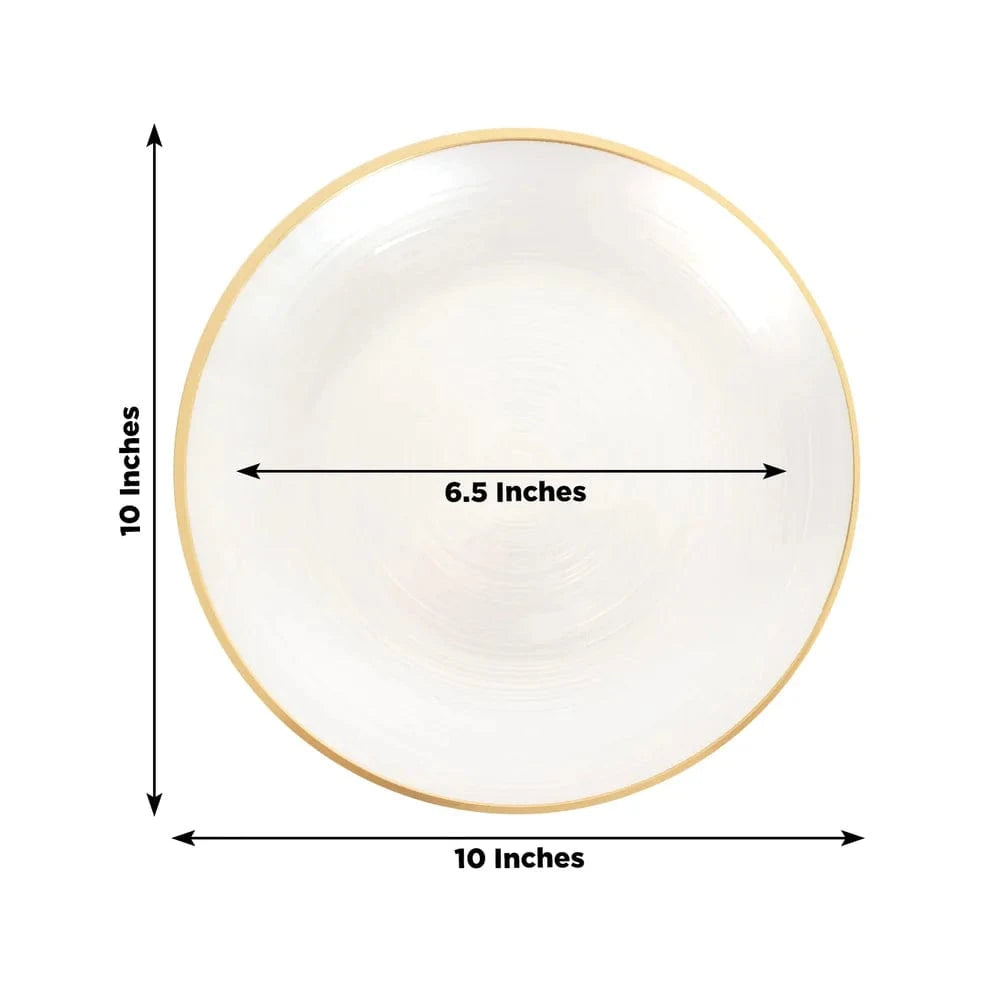 20 Plastic Round Dessert Dinner Plates with Gold Rim
